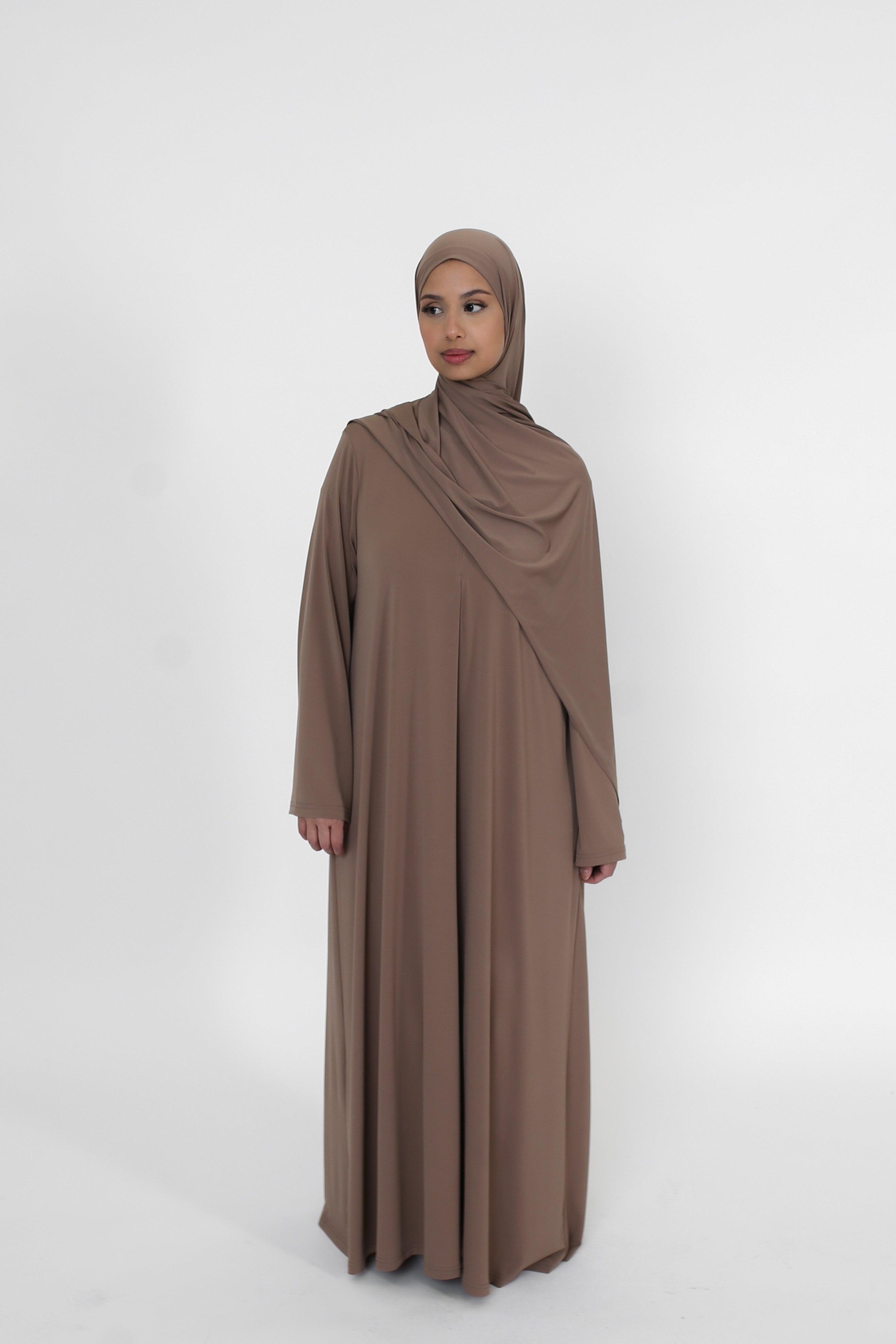 Zipped Abaya - Ash Brown