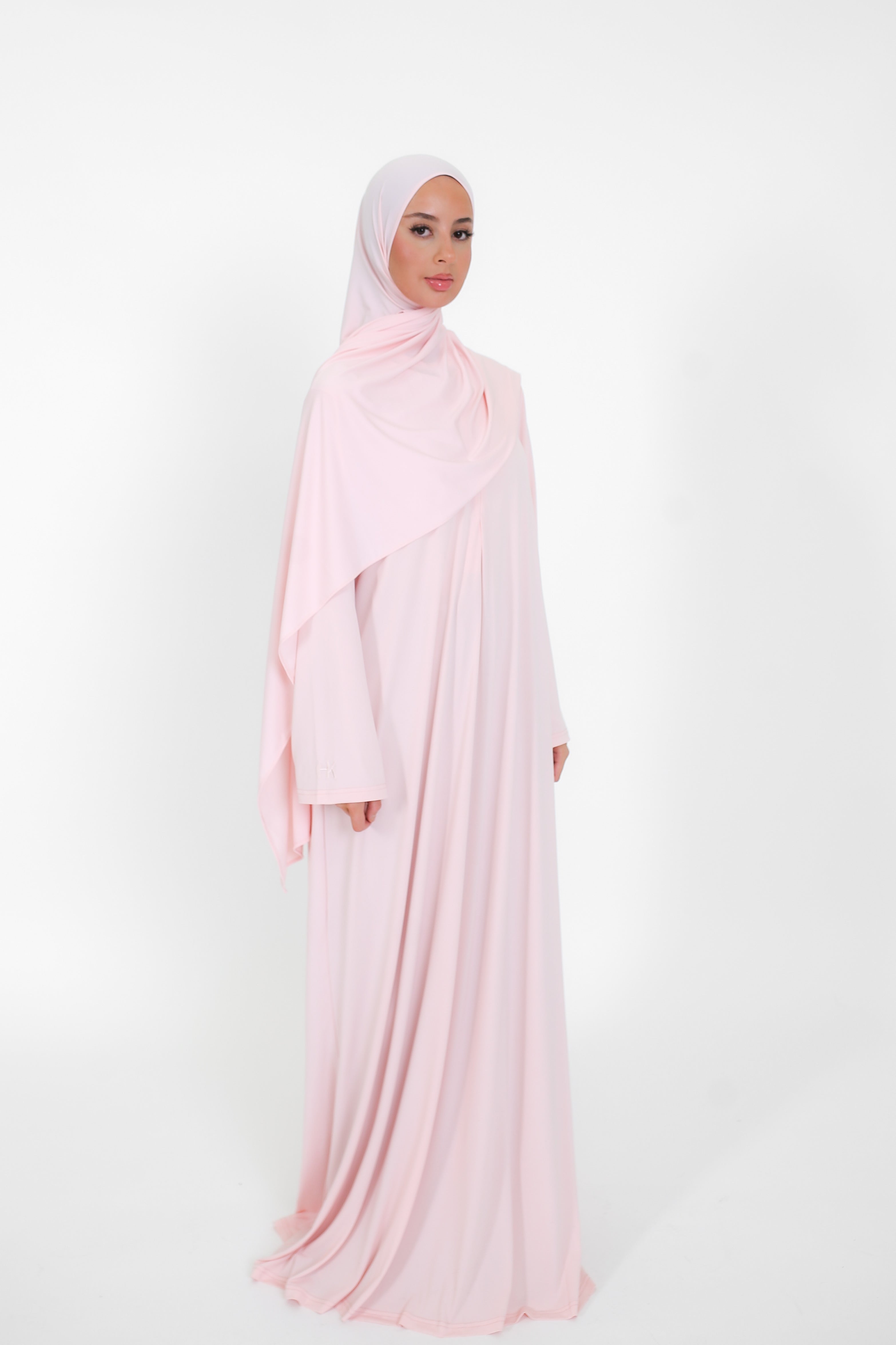 Zipped Abaya - Soft Pink