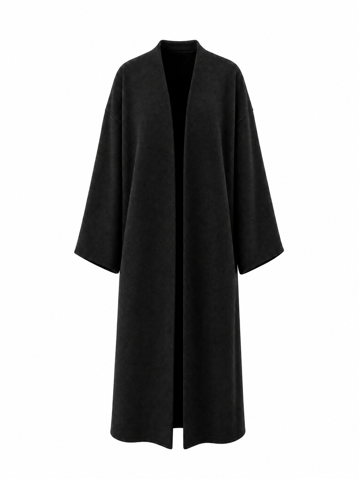 OPEN WOOL COAT- BLACK
